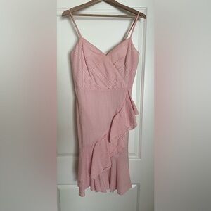 J. Crew Pink and White Asymmetrical Ruffled One Shoulder Dress